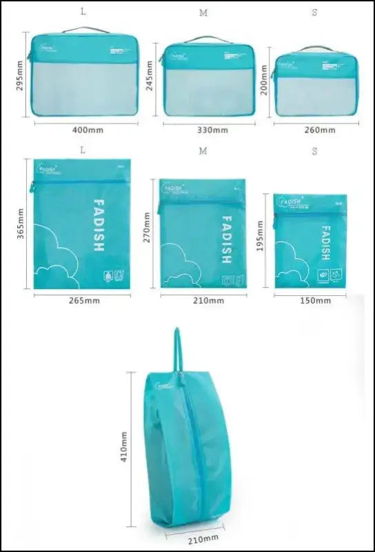 7/6 Pieces Travel Organizer Set - Portable Luggage Storage Bags for Suitcase Clothes Shoes and Packing Pouch Cases