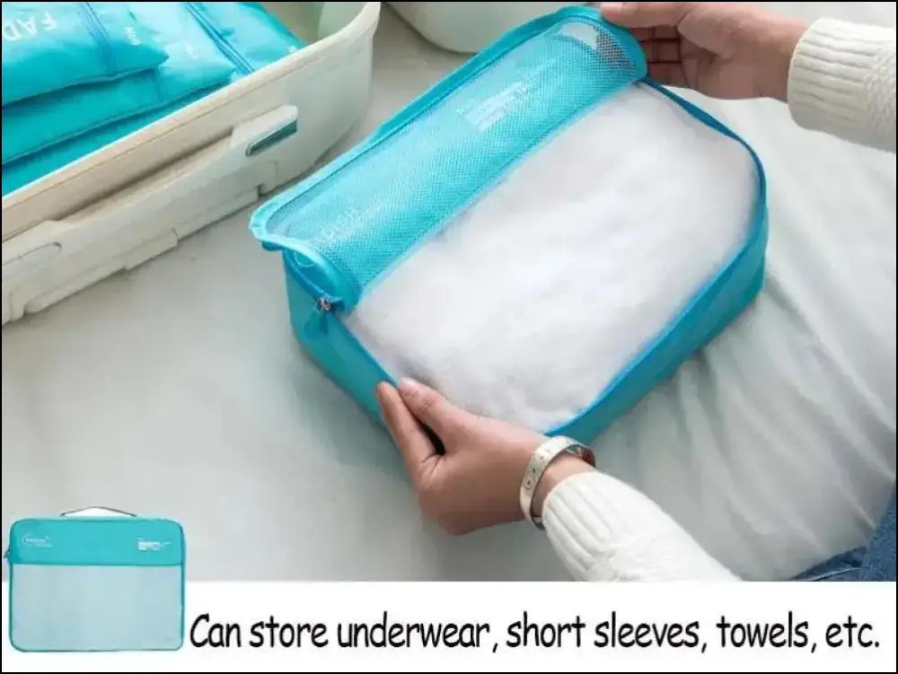 7/6 Pieces Travel Organizer Set - Portable Luggage Storage Bags for Suitcase Clothes Shoes and Packing Pouch Cases