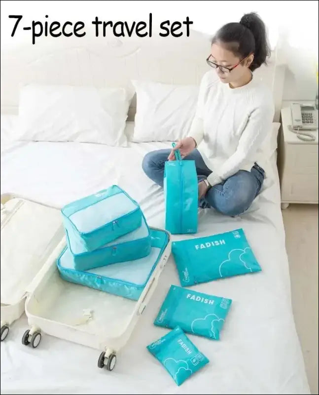 7/6 Pieces Travel Organizer Set - Portable Luggage Storage Bags for Suitcase Clothes Shoes and Packing Pouch Cases