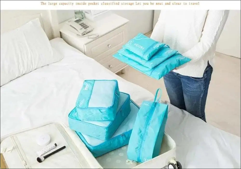 7/6 Pieces Travel Organizer Set - Portable Luggage Storage Bags for Suitcase Clothes Shoes and Packing Pouch Cases