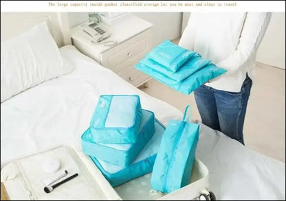 7/6 Pieces Travel Organizer Set - Portable Luggage Storage Bags for Suitcase Clothes Shoes and Packing Pouch Cases