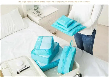 7/6 Pieces Travel Organizer Set - Portable Luggage Storage Bags for Suitcase Clothes Shoes and Packing Pouch Cases
