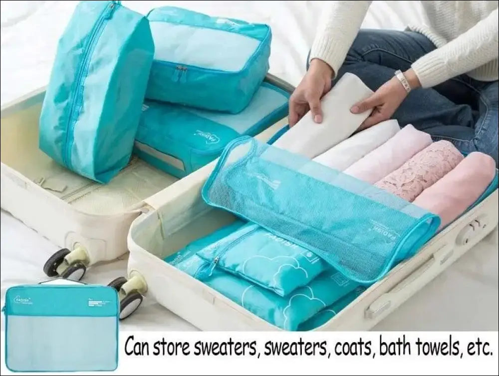 7/6 Pieces Travel Organizer Set - Portable Luggage Storage Bags for Suitcase Clothes Shoes and Packing Pouch Cases