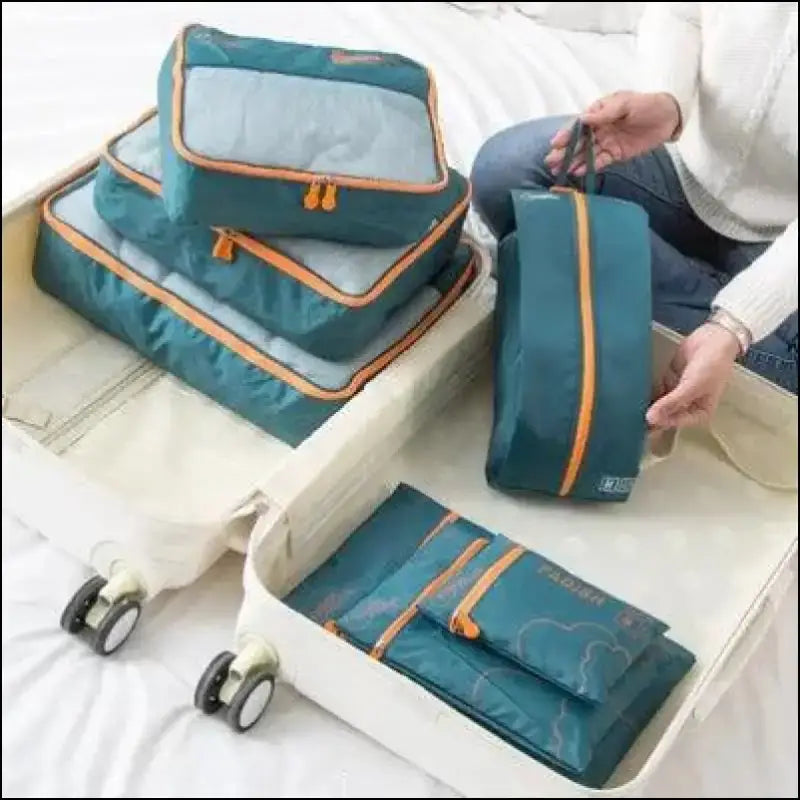 7/6 Pieces Travel Organizer Set - Portable Luggage Storage Bags for Suitcase Clothes Shoes and Packing Pouch Cases