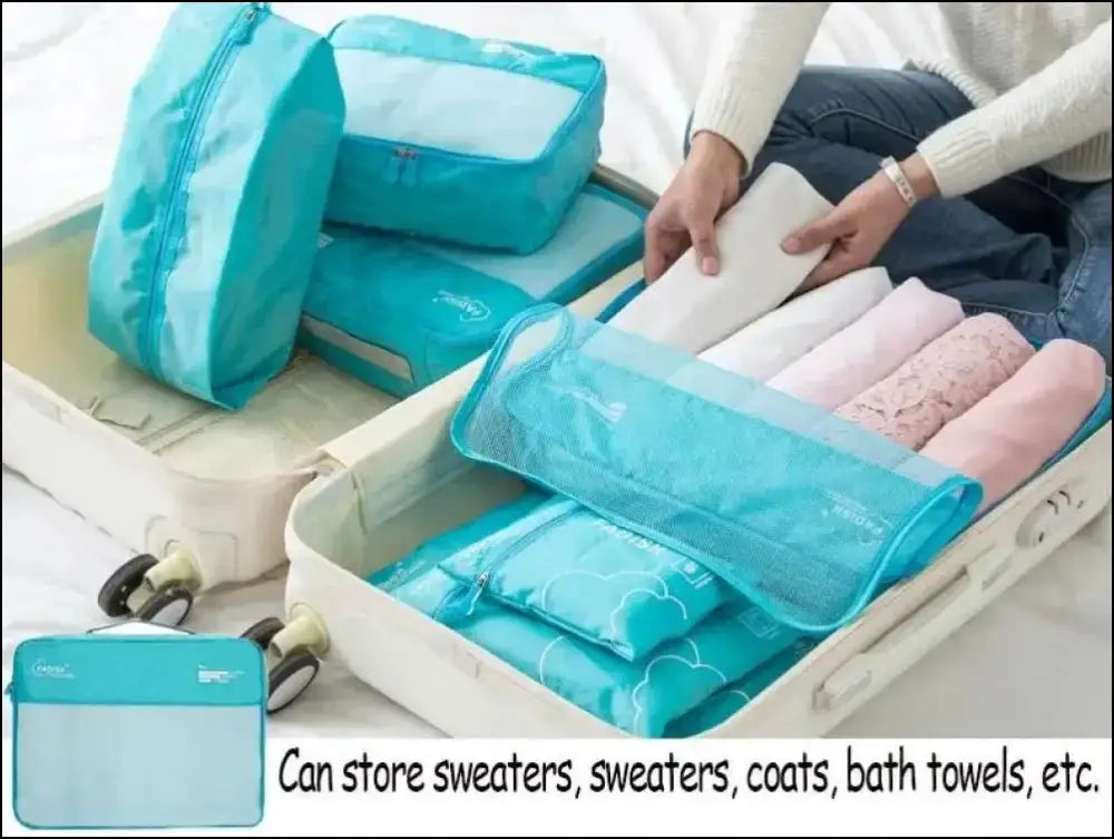 7/6 Pieces Travel Organizer Set - Portable Luggage Storage Bags for Suitcase Clothes Shoes and Packing Pouch Cases