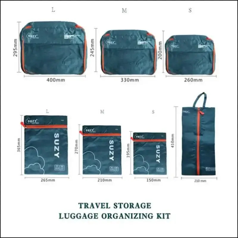 7/6 Pieces Travel Organizer Set - Portable Luggage Storage Bags for Suitcase Clothes Shoes and Packing Pouch Cases