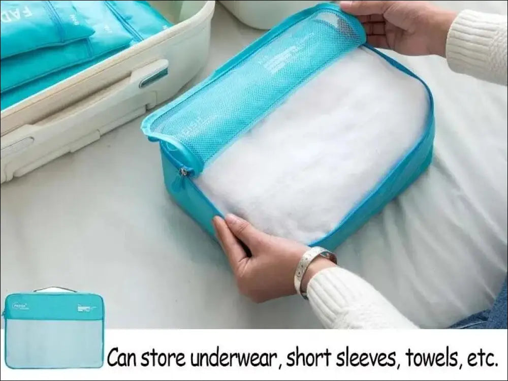 7/6 Pieces Travel Organizer Set - Portable Luggage Storage Bags for Suitcase Clothes Shoes and Packing Pouch Cases