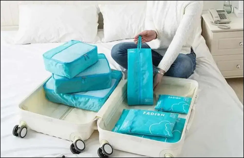 7/6 Pieces Travel Organizer Set - Portable Luggage Storage Bags for Suitcase Clothes Shoes and Packing Pouch Cases