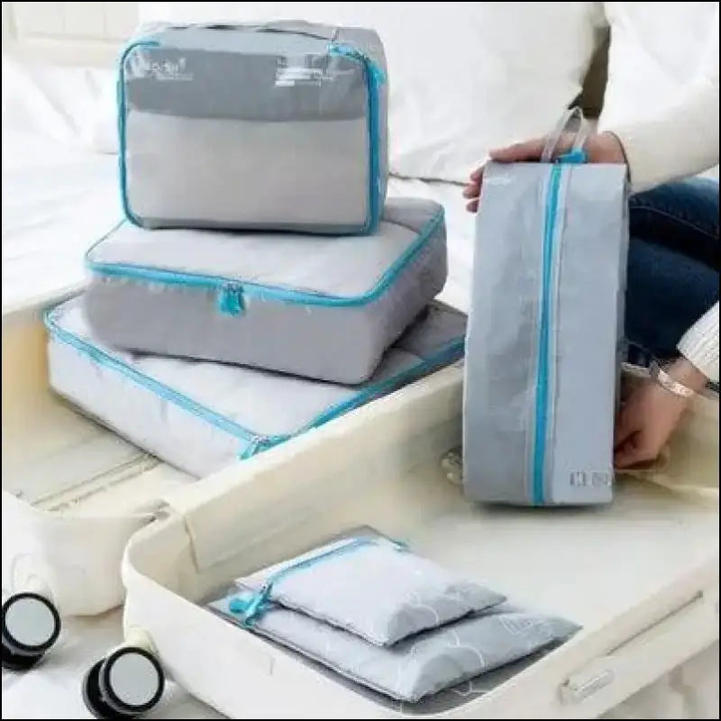 7/6 Pieces Travel Organizer Set - Portable Luggage Storage Bags for Suitcase Clothes Shoes and Packing Pouch Cases