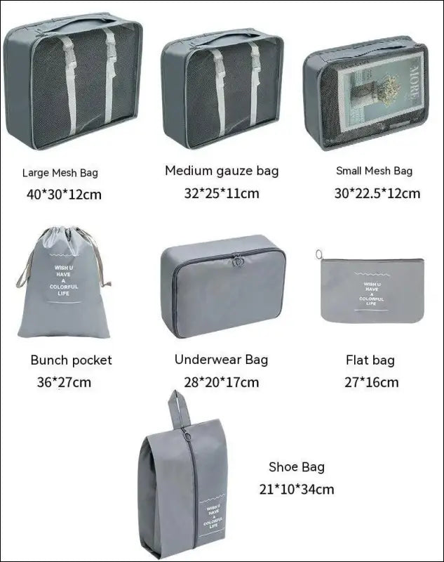 7/8/9/10 Pcs Travel Organizer Packing Cubes Set - Portable Luggage Storage Bags for Clothes Shoes & Accessories