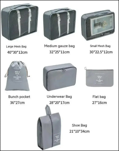 7/8/9/10 Pcs Travel Organizer Packing Cubes Set - Portable Luggage Storage Bags for Clothes Shoes & Accessories