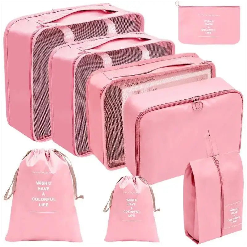 7/8/9/10 Pcs Travel Organizer Packing Cubes Set - Portable Luggage Storage Bags for Clothes Shoes & Accessories