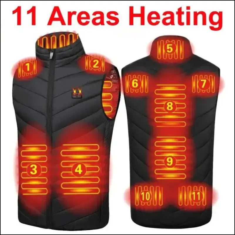 9 Areas Heated Vest for Men & Women - USB Heating Winter Jacket Self-Heating Thermal Down Warmte Cold Weather