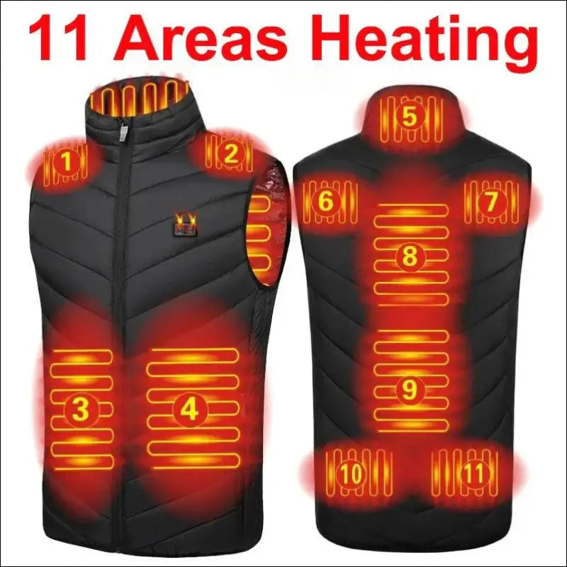 9 Areas Heated Vest for Men & Women - USB Heating Winter Jacket Self-Heating Thermal Down Warmte Cold Weather
