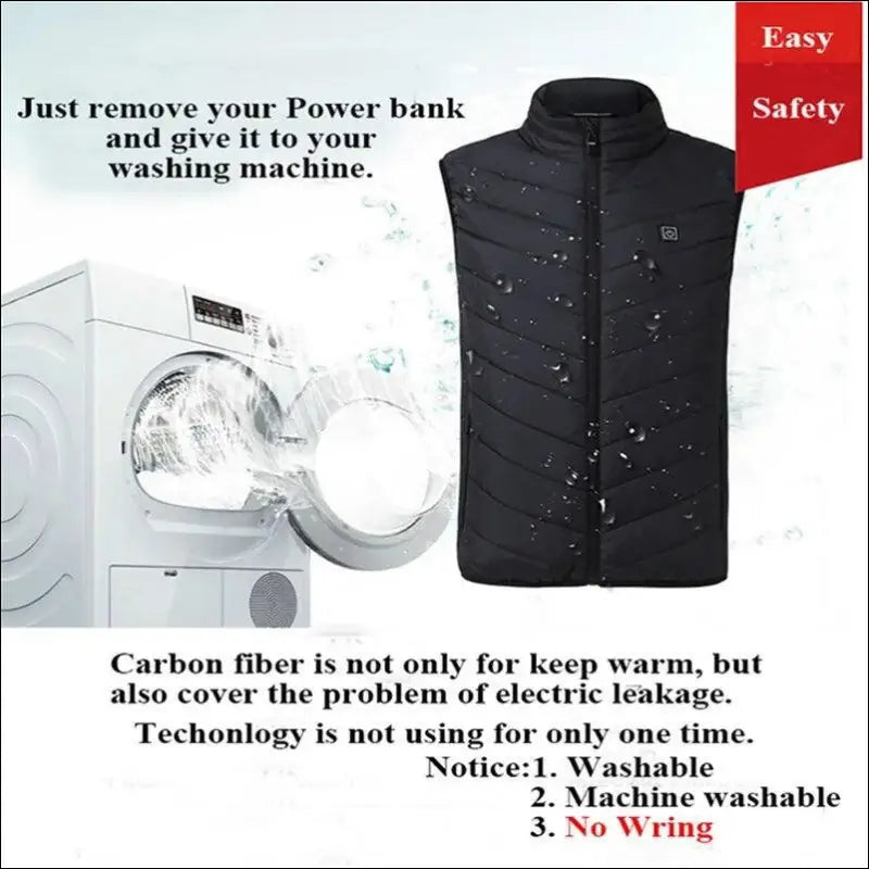 9 Areas Heated Vest for Men & Women - USB Heating Winter Jacket Self-Heating Thermal Down Warmte Cold Weather