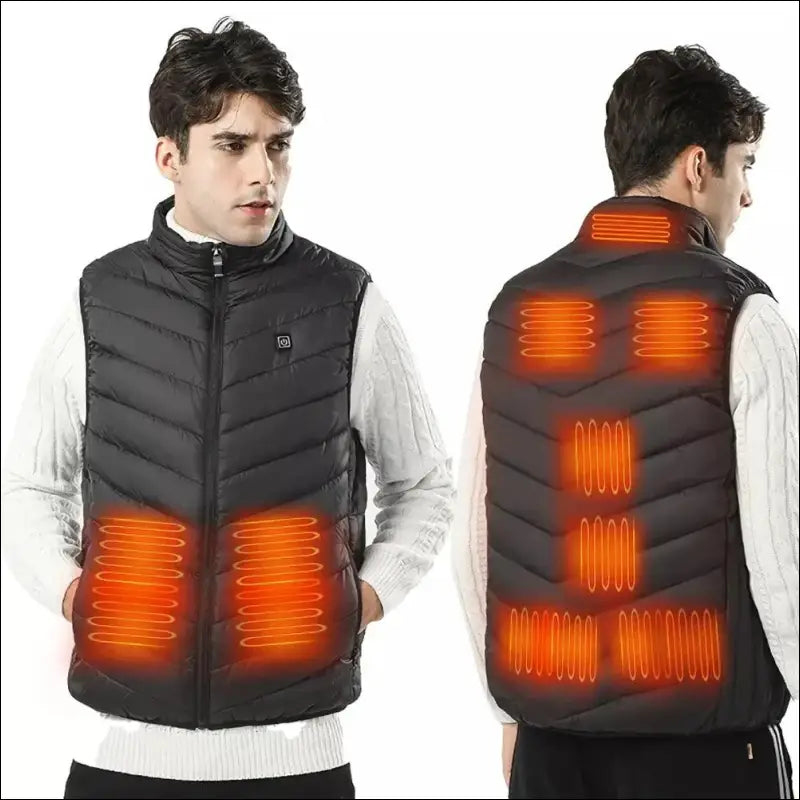 9 Areas Heated Vest for Men & Women - USB Heating Winter Jacket Self-Heating Thermal Down Warmte Cold Weather