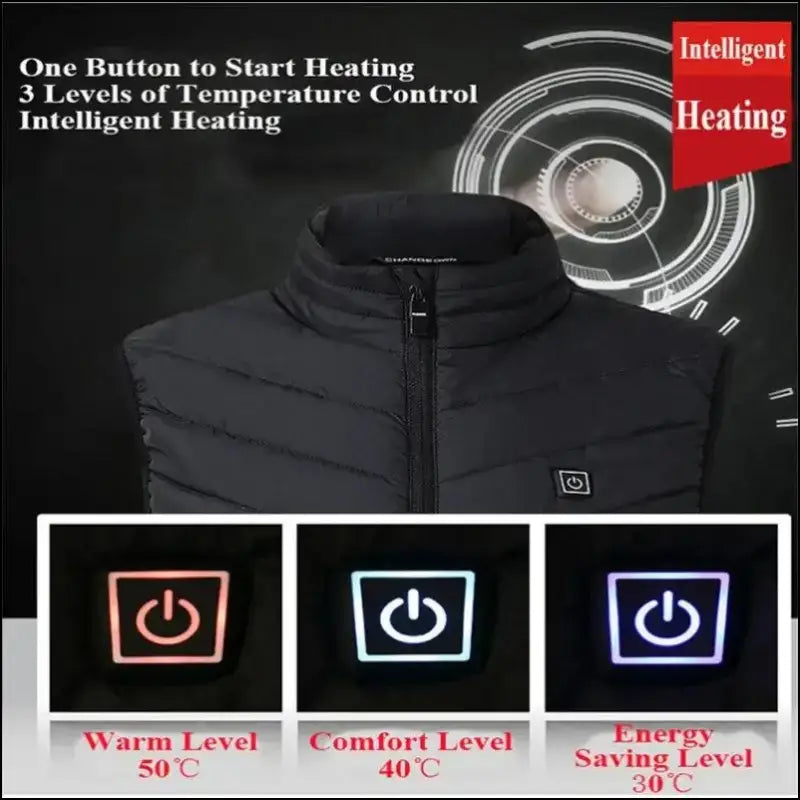 9 Areas Heated Vest for Men & Women - USB Heating Winter Jacket Self-Heating Thermal Down Warmte Cold Weather