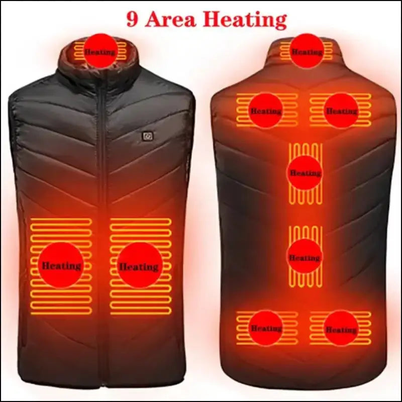 9 Areas Heated Vest for Men & Women - USB Heating Winter Jacket Self-Heating Thermal Down Warmte Cold Weather