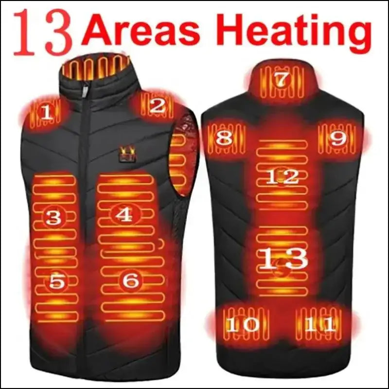 9 Areas Heated Vest for Men & Women - USB Heating Winter Jacket Self-Heating Thermal Down Warmte Cold Weather