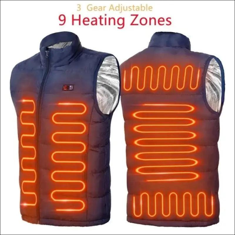 9 Heated Vest Zones Electric Jackets for Men & Women - Graphene Heat Coat USB Heating Sportswear Camping Outdoor