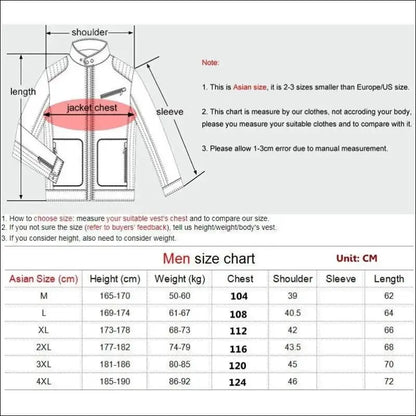 9 Heated Vest Zones Electric Jackets for Men & Women - Graphene Heat Coat USB Heating Sportswear Camping Outdoor