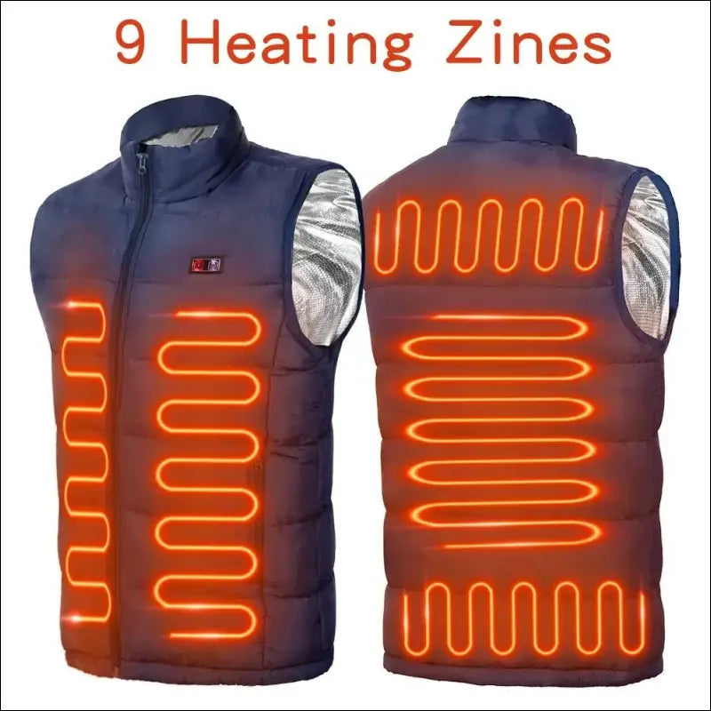 9 Heated Vest Zones Electric Jackets for Men & Women - Graphene Heat Coat USB Heating Sportswear Camping Outdoor