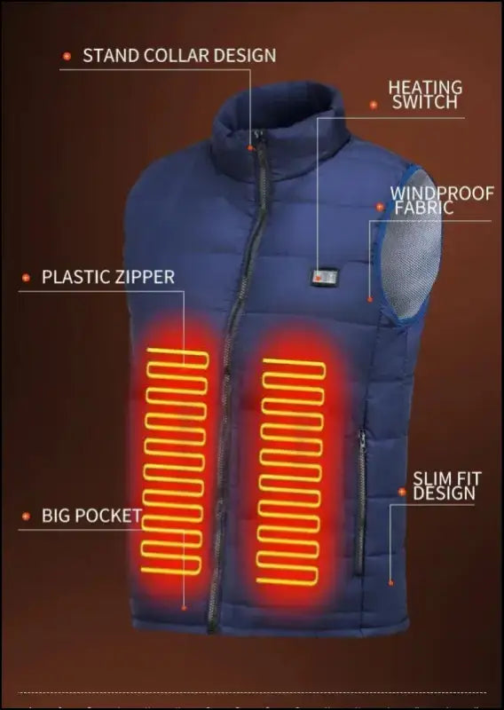9 Heated Vest Zones Electric Jackets for Men & Women - Graphene Heat Coat USB Heating Sportswear Camping Outdoor