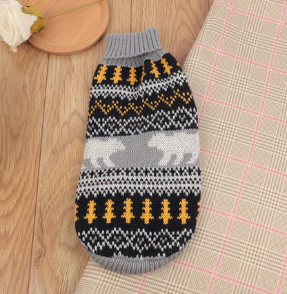 Multi Color Knitting Cat Sweater Lapel Casual
