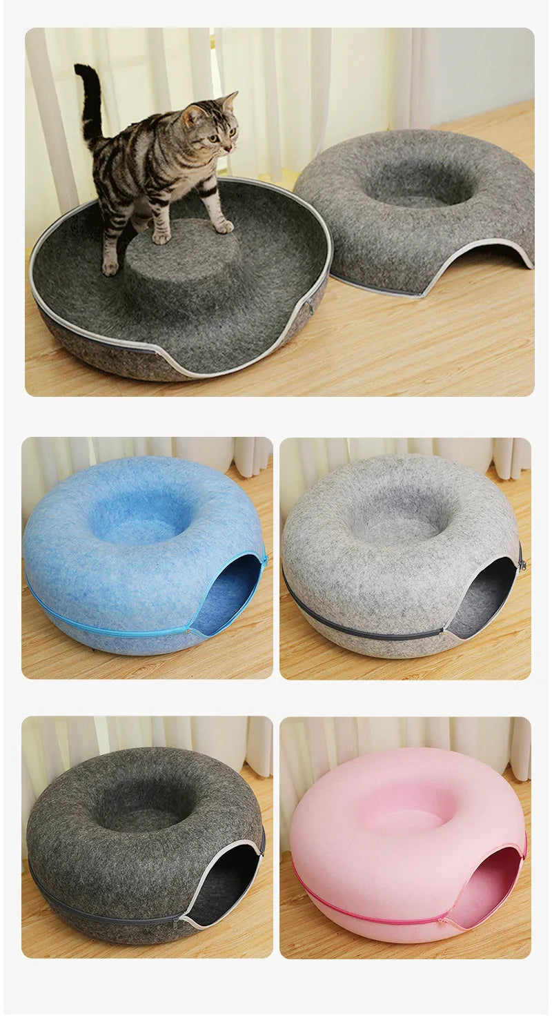 Round Woolen Cat Nest & Tunnel