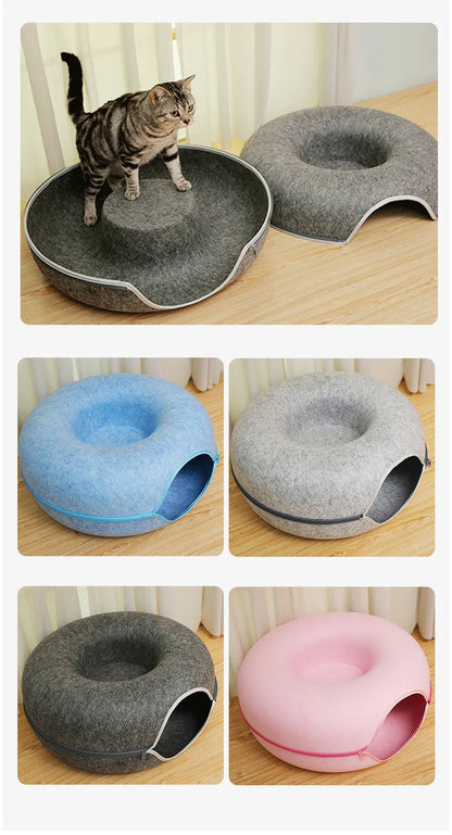 Round Woolen Cat Nest & Tunnel