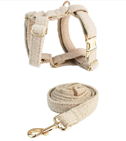 Minimalist Cream Pet Collar & Harness