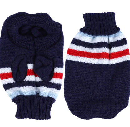 Multi Color Knitting Cat Sweater Lapel Casual