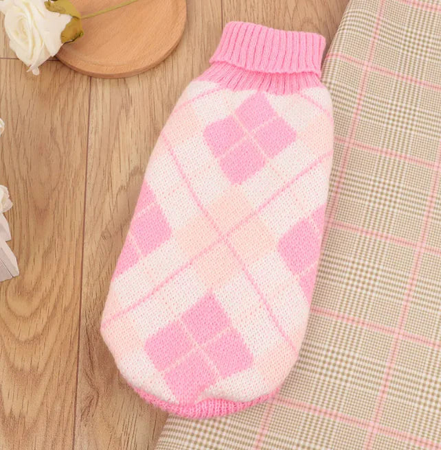 Multi Color Knitting Cat Sweater Lapel Casual