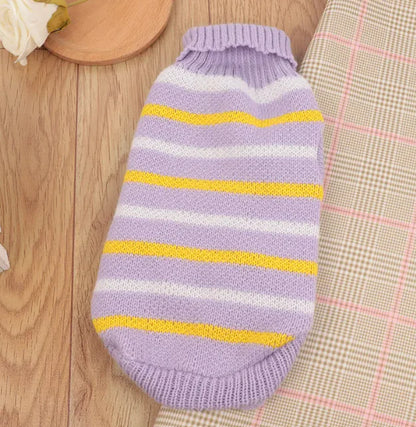 Multi Color Knitting Cat Sweater Lapel Casual