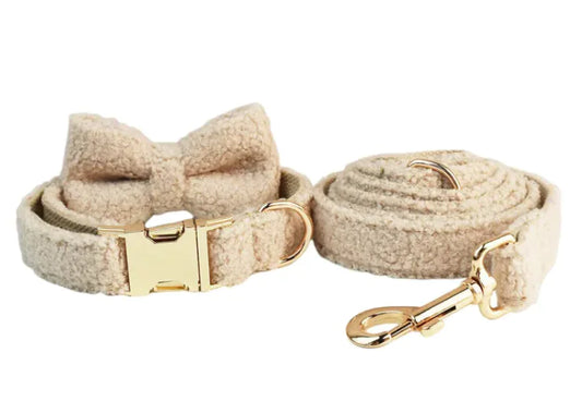 Minimalist Cream Pet Collar & Harness
