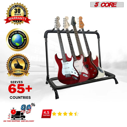 5Core Guitar Rack 5 Slot Multi Guitars Stands Floor Safe Storage for Electric Acoustic Flying V Guitars