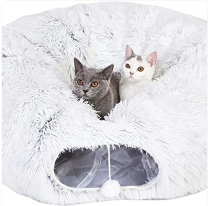 Foldable Plush Winter Cat Tunnel & Nest