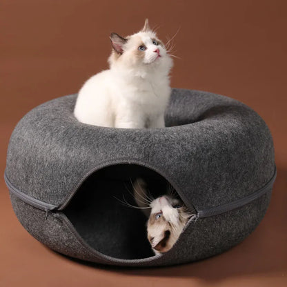 Round Woolen Cat Nest & Tunnel
