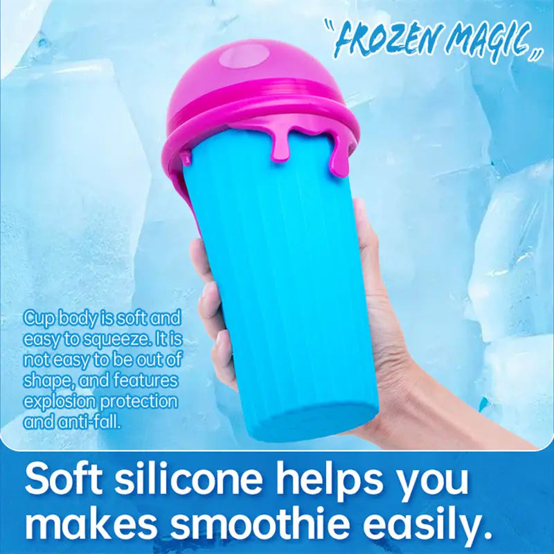 500ml Large Capacity Slushy Cup Summer Squeeze Homemade Juice Water Bottle Quick-Frozen Smoothie Sand Pinch Fast