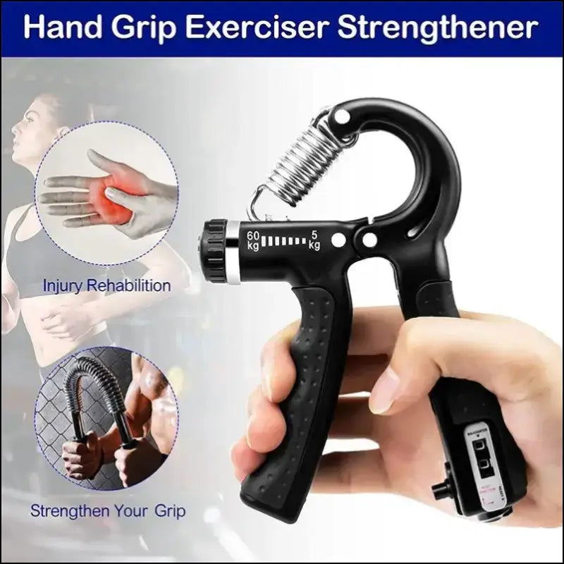 Adjustable Hand Grip Strengthener 5-60kg with Counter Trainer for Wrist Forearm and Exerciser Muscle Building Tool