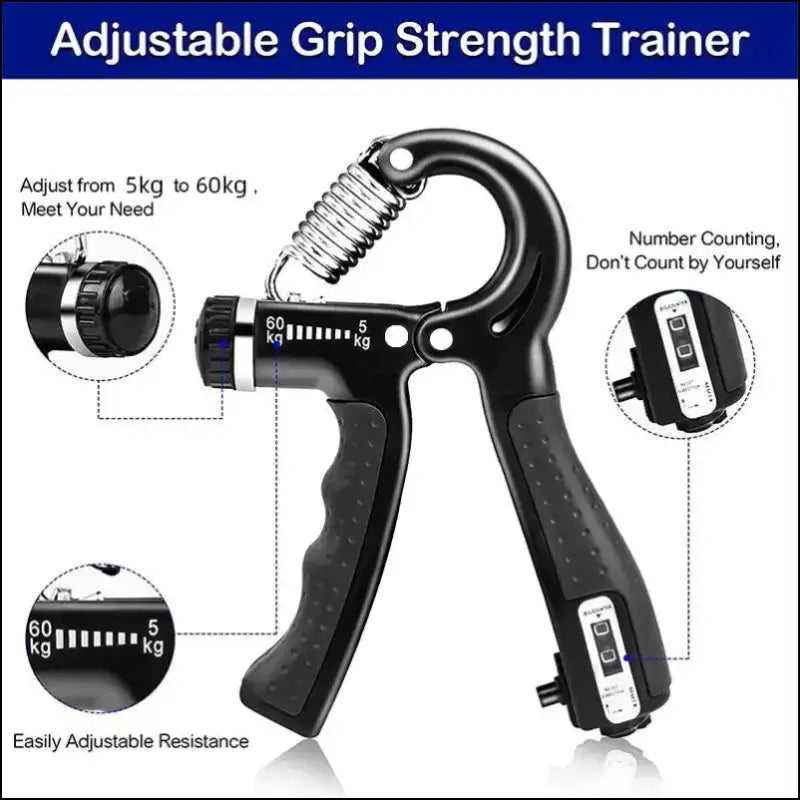 Adjustable Hand Grip Strengthener 5-60kg with Counter Trainer for Wrist Forearm and Exerciser Muscle Building Tool
