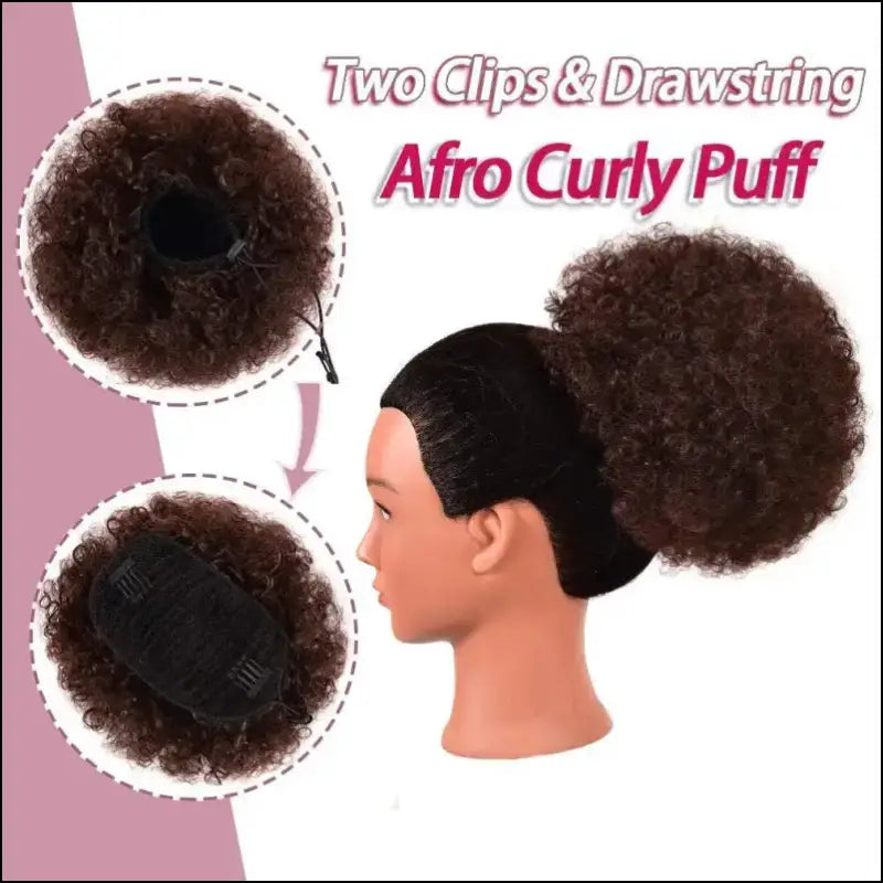 Afro Puff Drawstring Ponytail | Kinky Curly Bun Extensions for Black Women - Synthetic Large