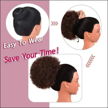Afro Puff Drawstring Ponytail | Kinky Curly Bun Extensions for Black Women - Synthetic Large