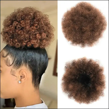 Afro Puff Drawstring Ponytail | Kinky Curly Bun Extensions for Black Women - Medium / 8inch-1BT30 - Synthetic Large
