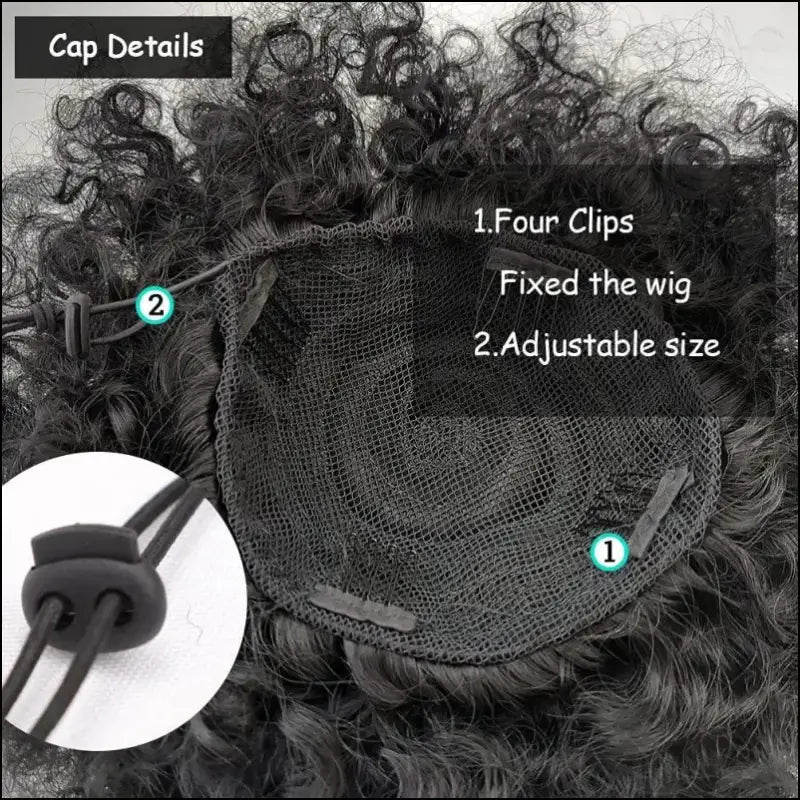 Afro Puff Drawstring Ponytail | Kinky Curly Bun Extensions for Black Women - Synthetic Large