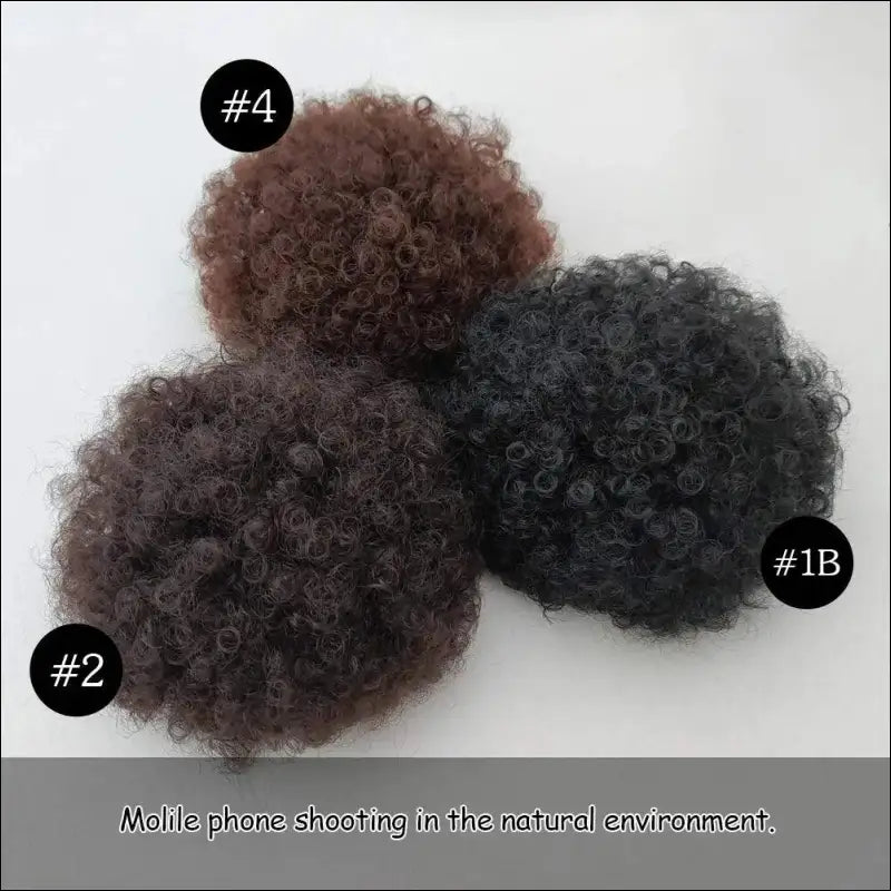 Afro Puff Drawstring Ponytail | Kinky Curly Bun Extensions for Black Women - Synthetic Large