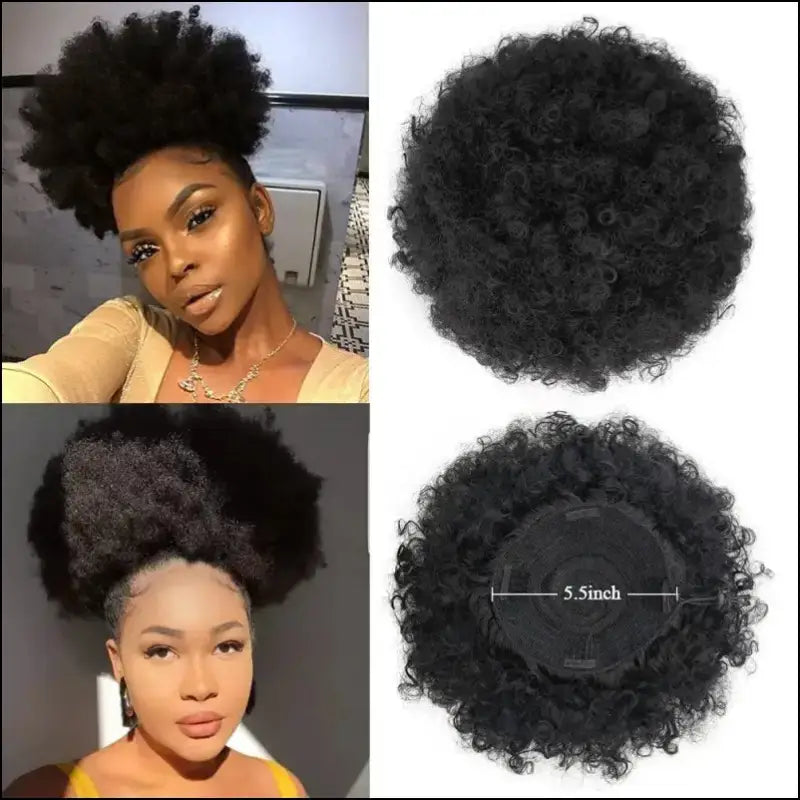 Afro Puff Drawstring Ponytail | Kinky Curly Bun Extensions for Black Women - Synthetic Large