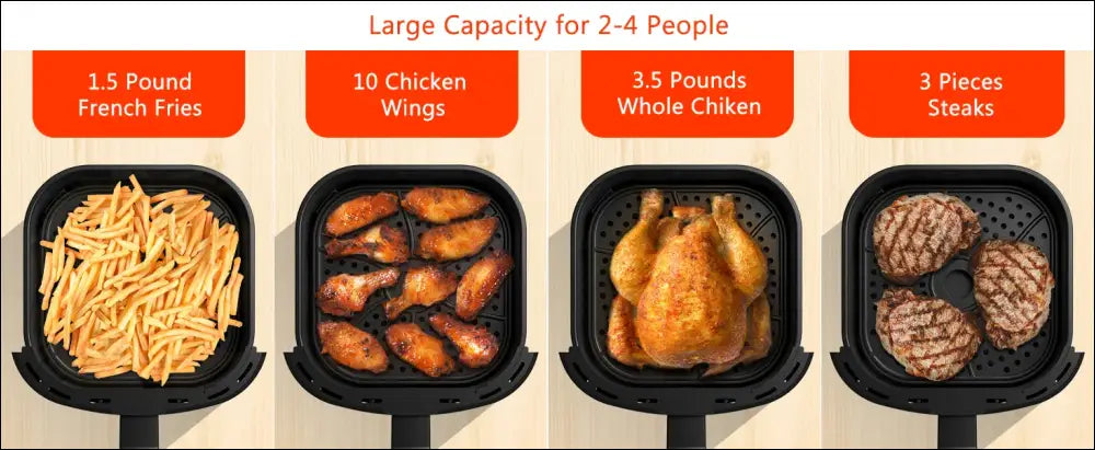 Fabuletta 4.2QT Air Fryer Oven - 9 Customizable Cooking Programs Nonstick Basket Tempered Glass Display