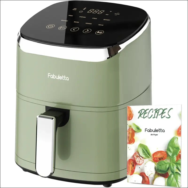 Fabuletta 4.2QT Air Fryer Oven - 9 Customizable Cooking Programs Nonstick Basket Tempered Glass Display - green