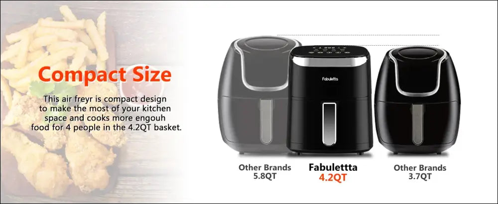 Fabuletta 4.2QT Air Fryer Oven - 9 Customizable Cooking Programs Nonstick Basket Tempered Glass Display